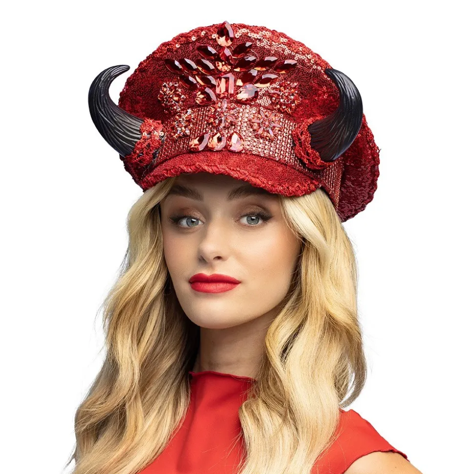 CASQUETTE DIABLE CORNE MAÎTRE PÉCHÉ GLAMOUR ADULTE
