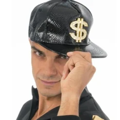 CASQUETTE DOLLARS RAPPEUR NOIR ADULTE