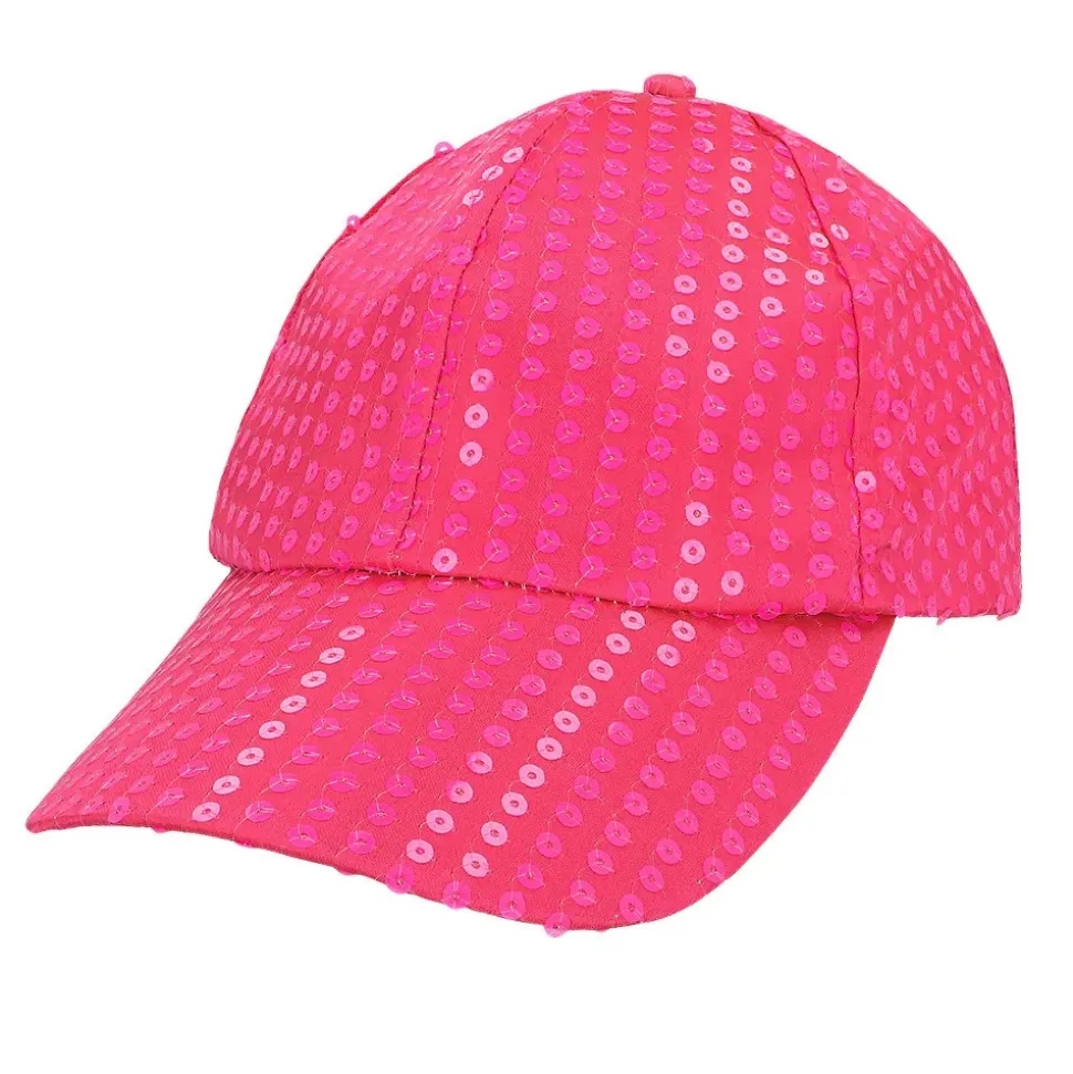 CASQUETTE FESTIVE SEQUINS FLUO ROSE ADULTE