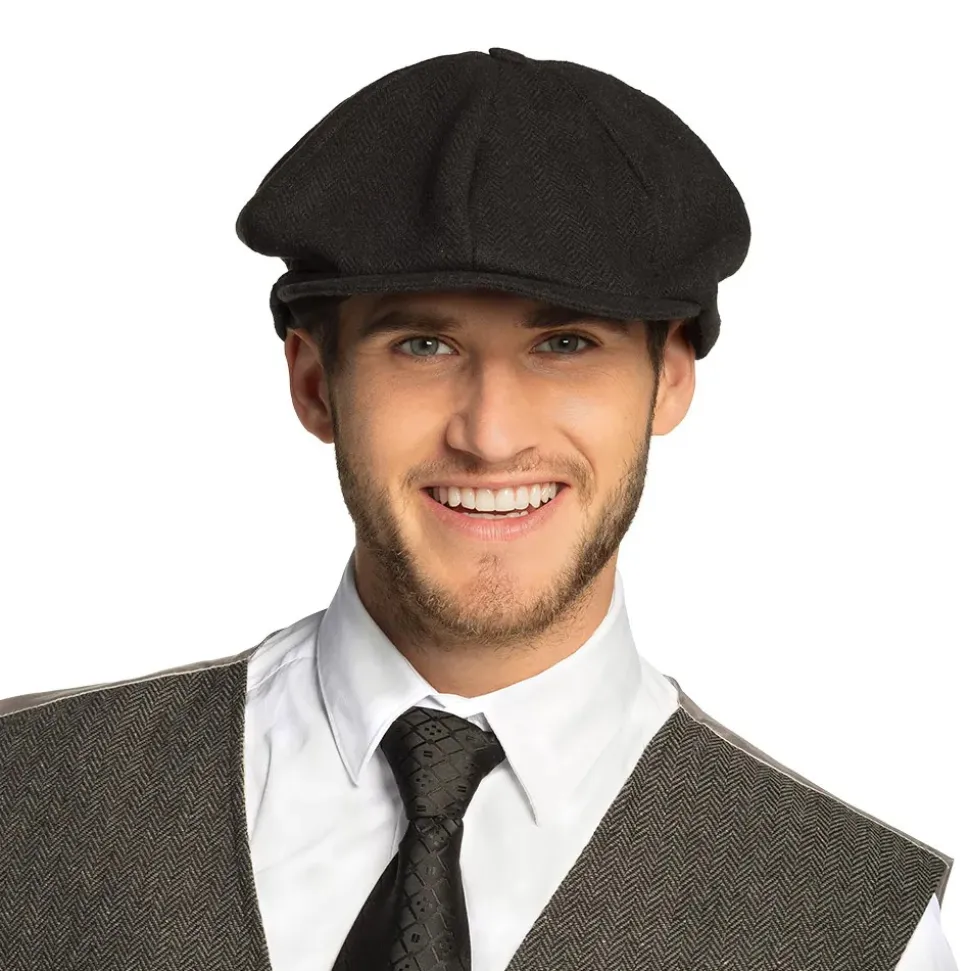 CASQUETTE GAVROCHE COTON BIRMINGHAM NOIR ADULTE