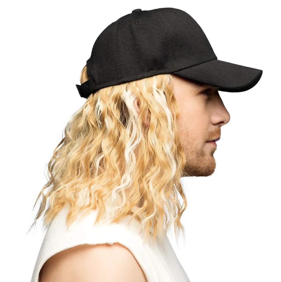 CASQUETTE PERRUQUE CHEVEUX LONGS BLOND ADULTE