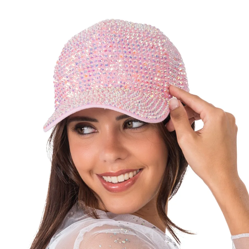 CASQUETTE POLYESTER STRASS PIERRE ROSE ADULTE