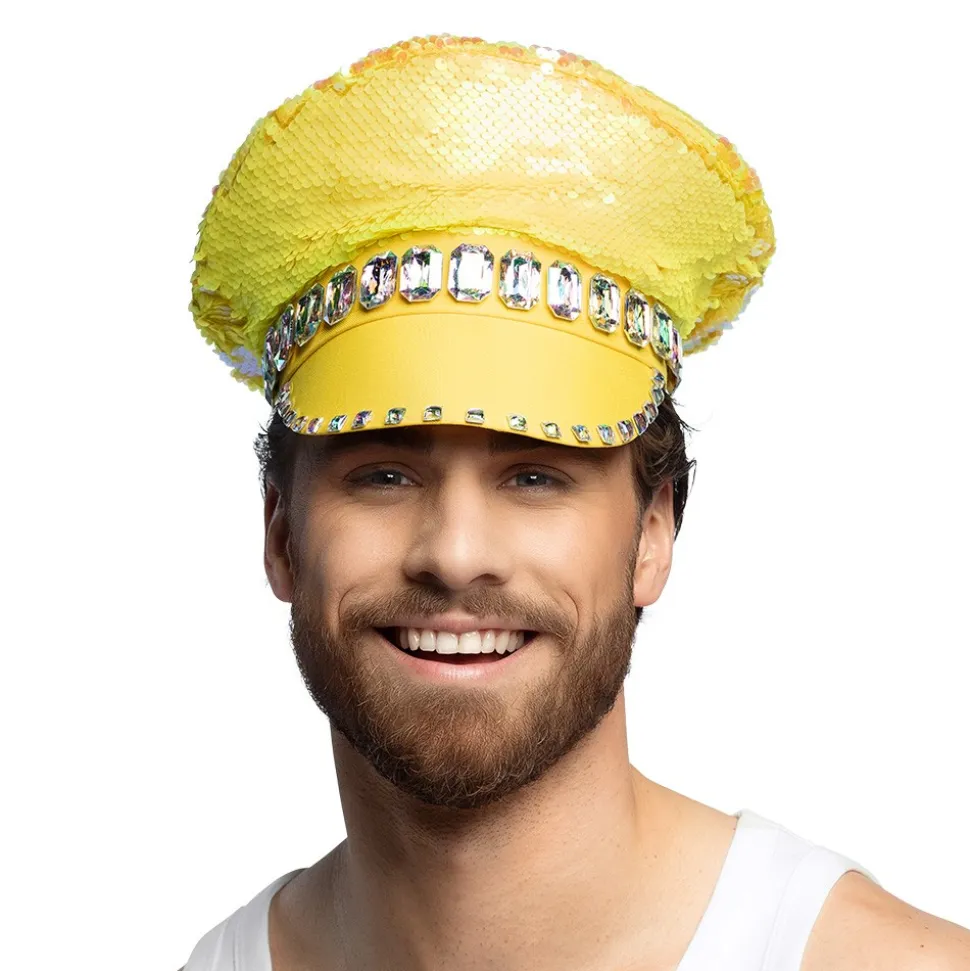 CASQUETTE SEQUIN RÉVERSIBLE JAUNE ADULTE