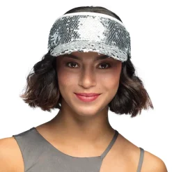 CASQUETTE VISIÈRE SEQUINS ARGENT ADULTE