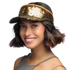 CASQUETTE VISIÈRE SEQUINS OR ADULTE