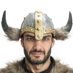 CASQUE VIKING LATEX CORNES POILS 35X20X15CM ADULTE