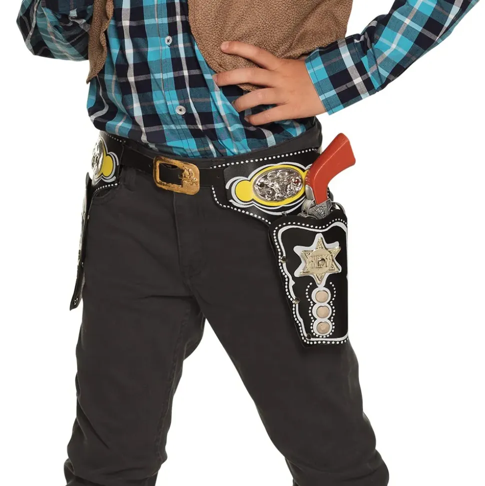 CEINTURE DOUBLE ÉTUIS SHÉRIF WESTERN 103CM NOIR