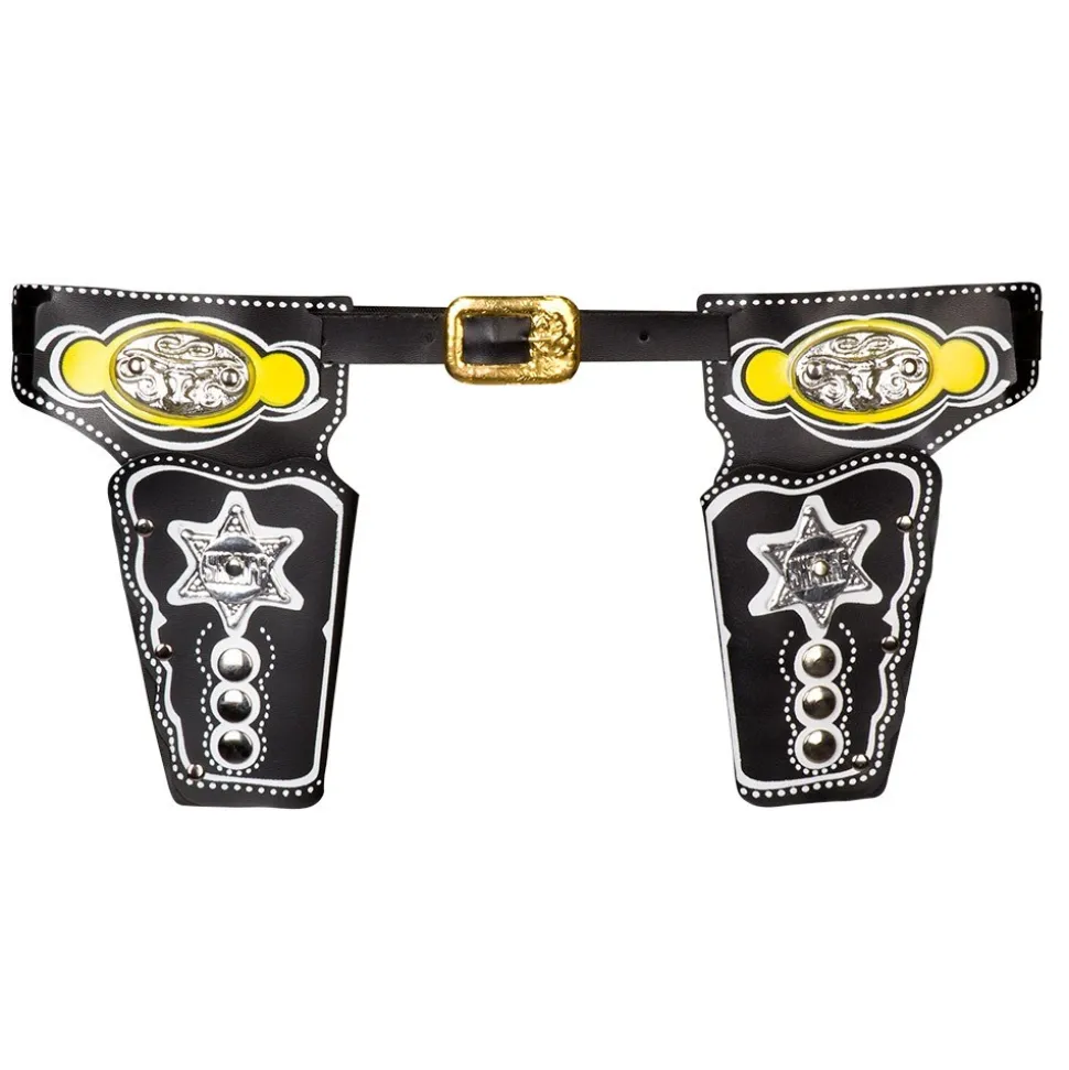 CEINTURE DOUBLE ÉTUIS SHÉRIF WESTERN 103CM NOIR