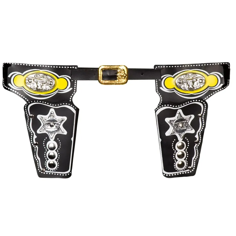 CEINTURE DOUBLE ÉTUIS SHÉRIF WESTERN 103CM NOIR