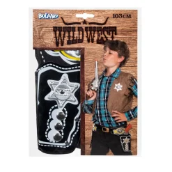CEINTURE DOUBLE ÉTUIS SHÉRIF WESTERN 103CM NOIR