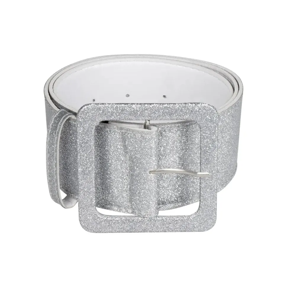 CEINTURE RÉTRO FEMME 1.2MX5.CM ARGENT PAILLETÉ