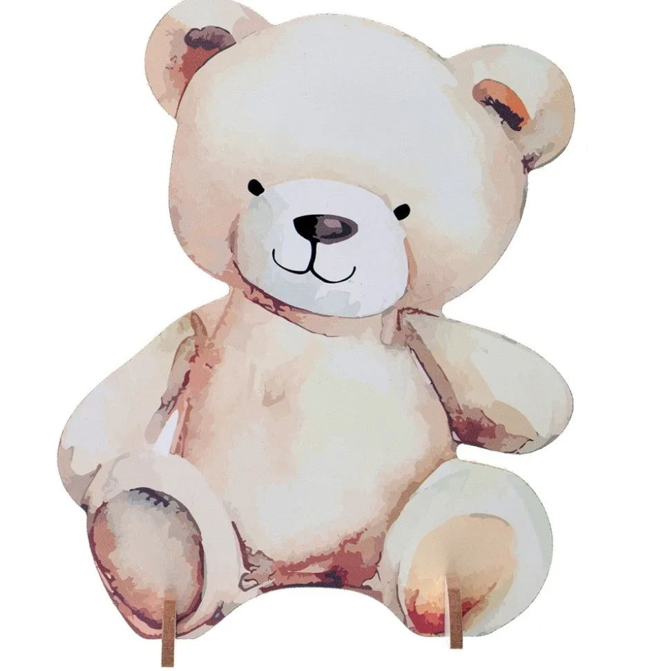CENTRE DE TABLE BOIS LITTLE TEDDY 16X4X20CM IVOIRE