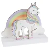 CENTRE DE TABLE LICORNE ARC-EN-CIEL BOIS 14X4X13CM