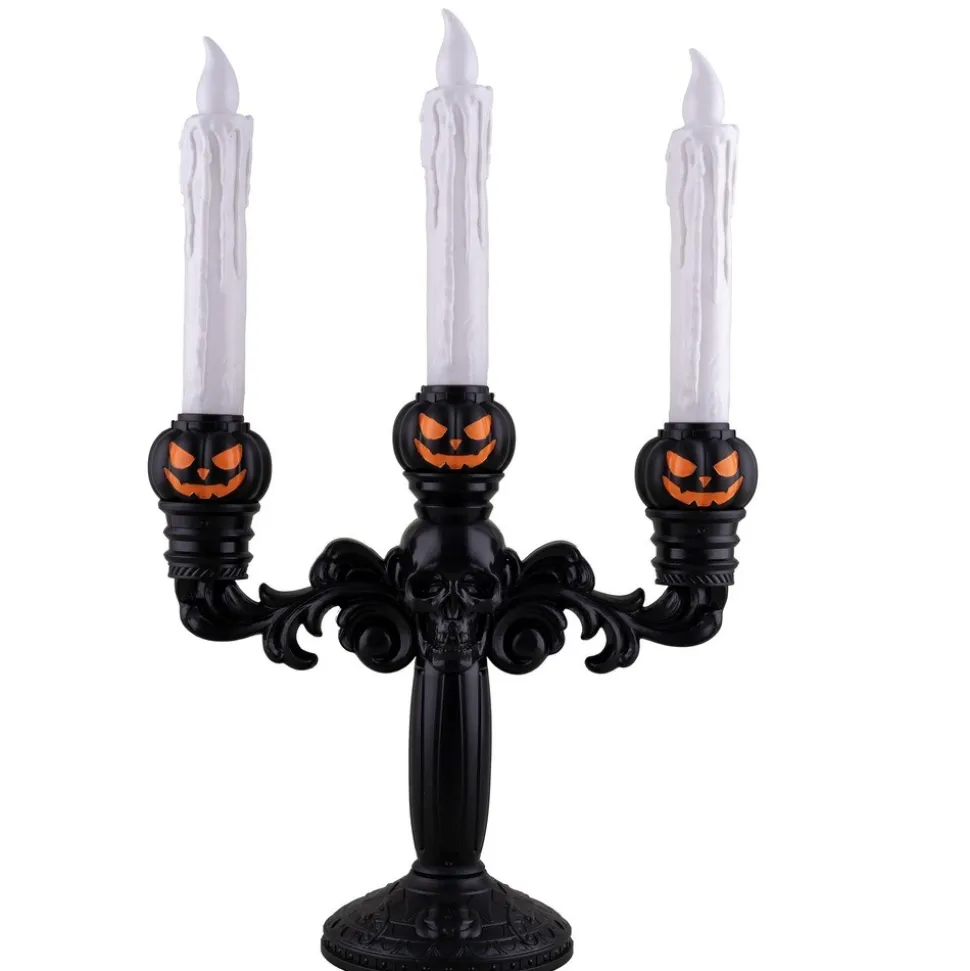 CHANDELIER CITROUILLE 3 BOUGIES FLAMBEAUX LED 40CM