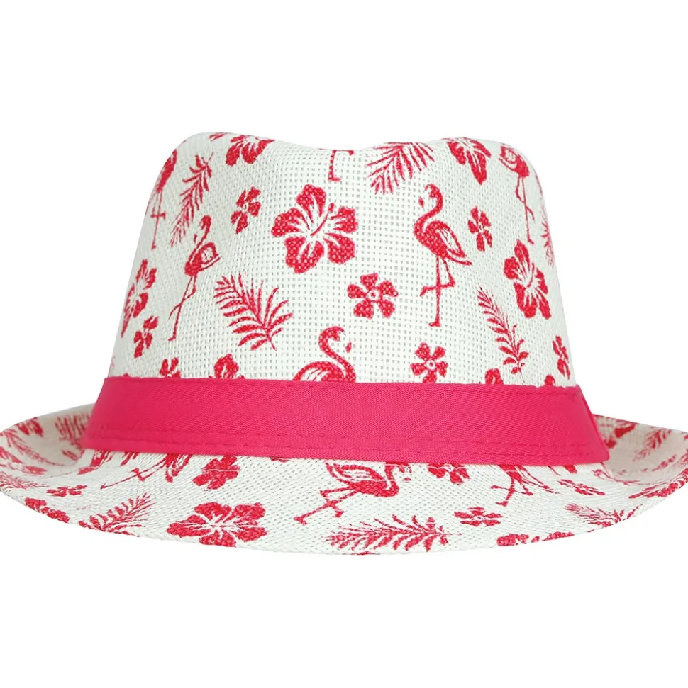 CHAPEAU BORSALINO TROPICAL FLAMANT ROSE ADULTE
