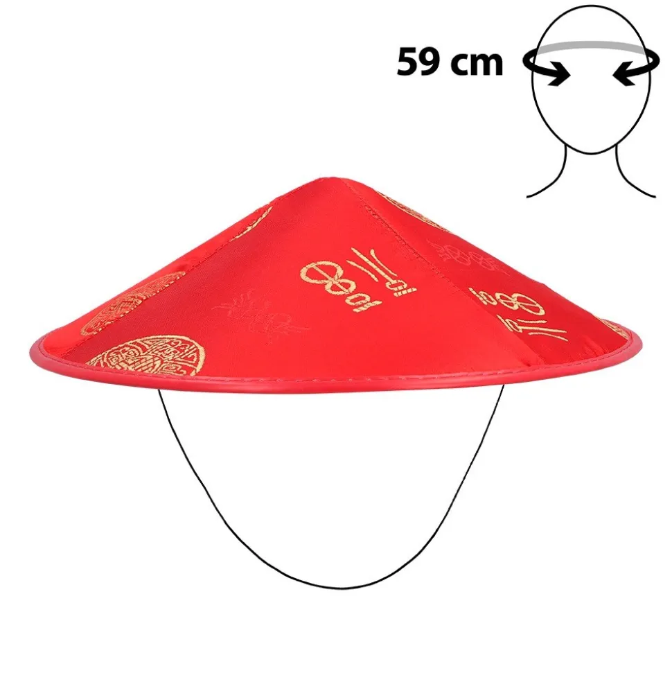 CHAPEAU CHINOIS ROUGE ADULTE