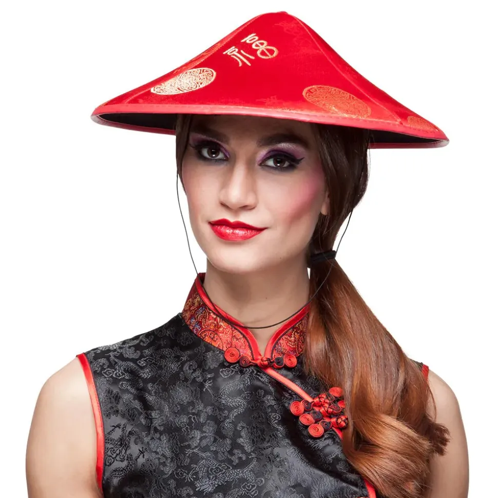 CHAPEAU CHINOIS ROUGE ADULTE