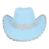 CHAPEAU COWBOY BLEU CLAIR UV STRASS ARGENT ADULTE