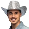 CHAPEAU COWBOY FESTIF RODÉO SEQUINS ARGENT ADULTE