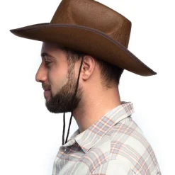CHAPEAU COWBOY FEUTRE MARRON ADULTE