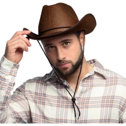 CHAPEAU COWBOY FEUTRE MARRON ADULTE