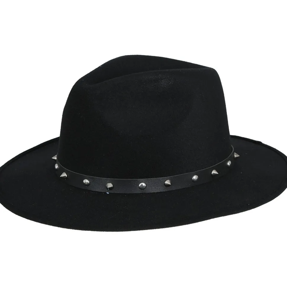 CHAPEAU COWBOY FEUTRINE CLOUS NOIR ADULTE