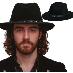 CHAPEAU COWBOY FEUTRINE CLOUS NOIR ADULTE