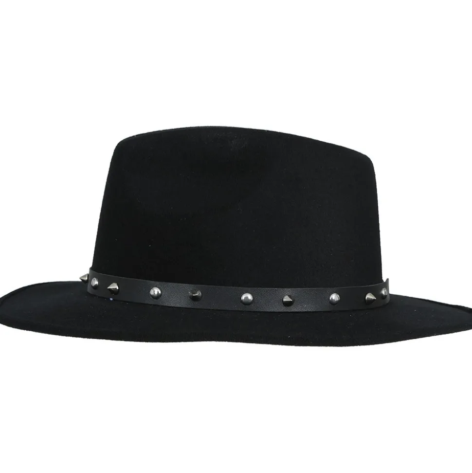 CHAPEAU COWBOY FEUTRINE CLOUS NOIR ADULTE