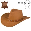 CHAPEAU COWBOY NEBRASKA ASPECT DAIM MARRON ADULTE