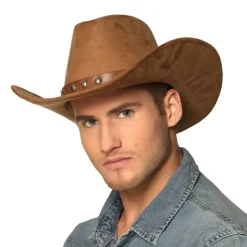 CHAPEAU COWBOY NEBRASKA ASPECT DAIM MARRON ADULTE