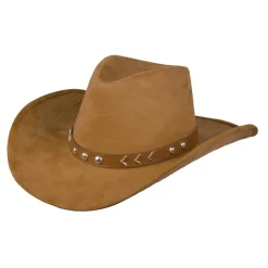CHAPEAU COWBOY NEBRASKA ASPECT DAIM MARRON ADULTE