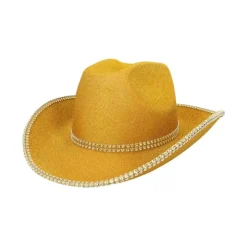 CHAPEAU COWBOY PAILLETÉ OR STRASS GLAMOUR ADULTE