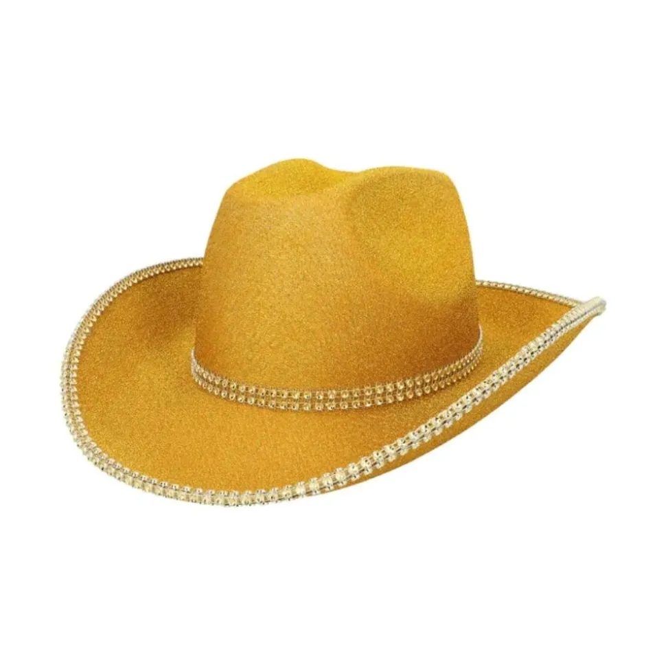 CHAPEAU COWBOY PAILLETÉ OR STRASS GLAMOUR ADULTE