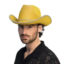 CHAPEAU COWBOY PAILLETÉ OR STRASS GLAMOUR ADULTE