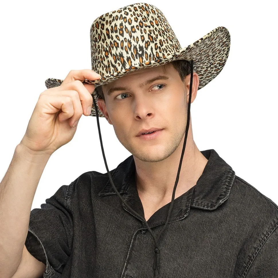 CHAPEAU COWBOY PEAU LÉOPARD ANIMAL SAUVAGE ADULTE