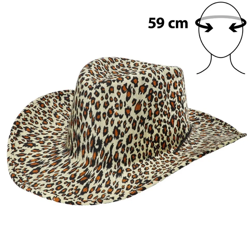 CHAPEAU COWBOY PEAU LÉOPARD ANIMAL SAUVAGE ADULTE
