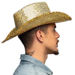 CHAPEAU COWBOY RODÉO SEQUINS OR ADULTE