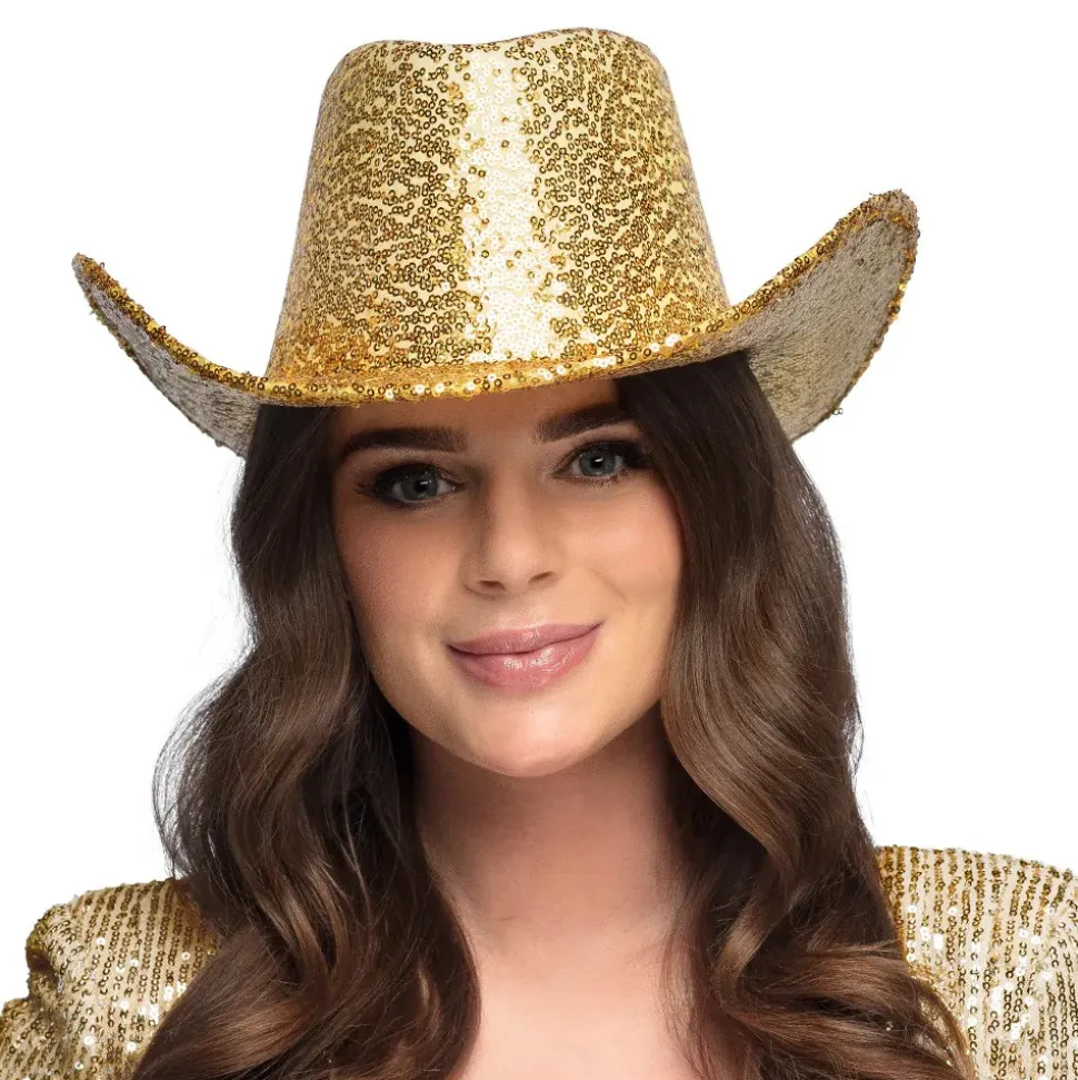 CHAPEAU COWBOY RODÉO SEQUINS OR ADULTE