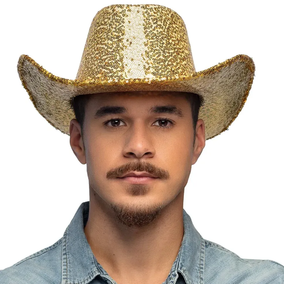 CHAPEAU COWBOY RODÉO SEQUINS OR ADULTE