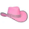 CHAPEAU COWBOY ROSE STRASS SEQUINS ARGENT FEMME