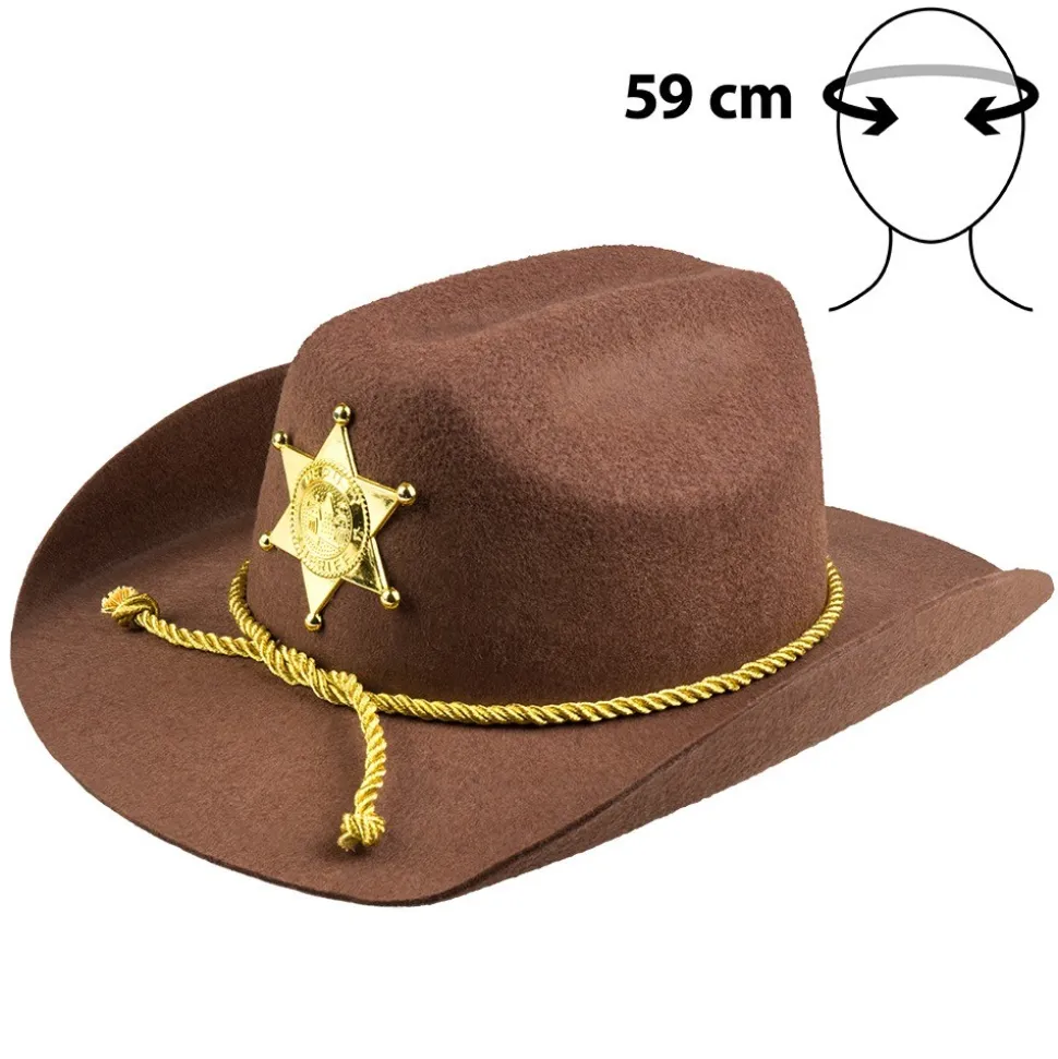 CHAPEAU COWBOY SHÉRIF ADJOINT BRUN ADULTE