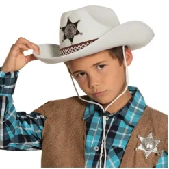 CHAPEAU COWBOY ÉTOILE SHÉRIF BLANC ENFANT
