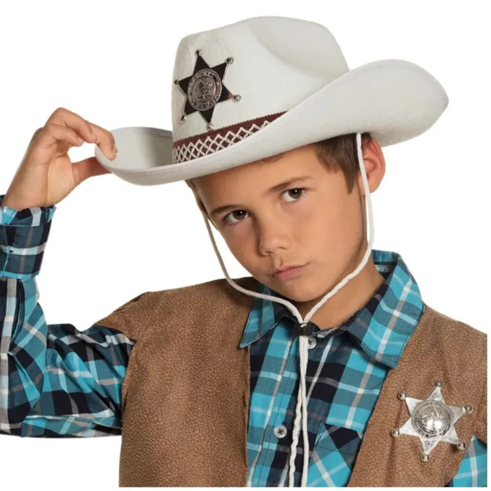 CHAPEAU COWBOY ÉTOILE SHÉRIF BLANC ENFANT
