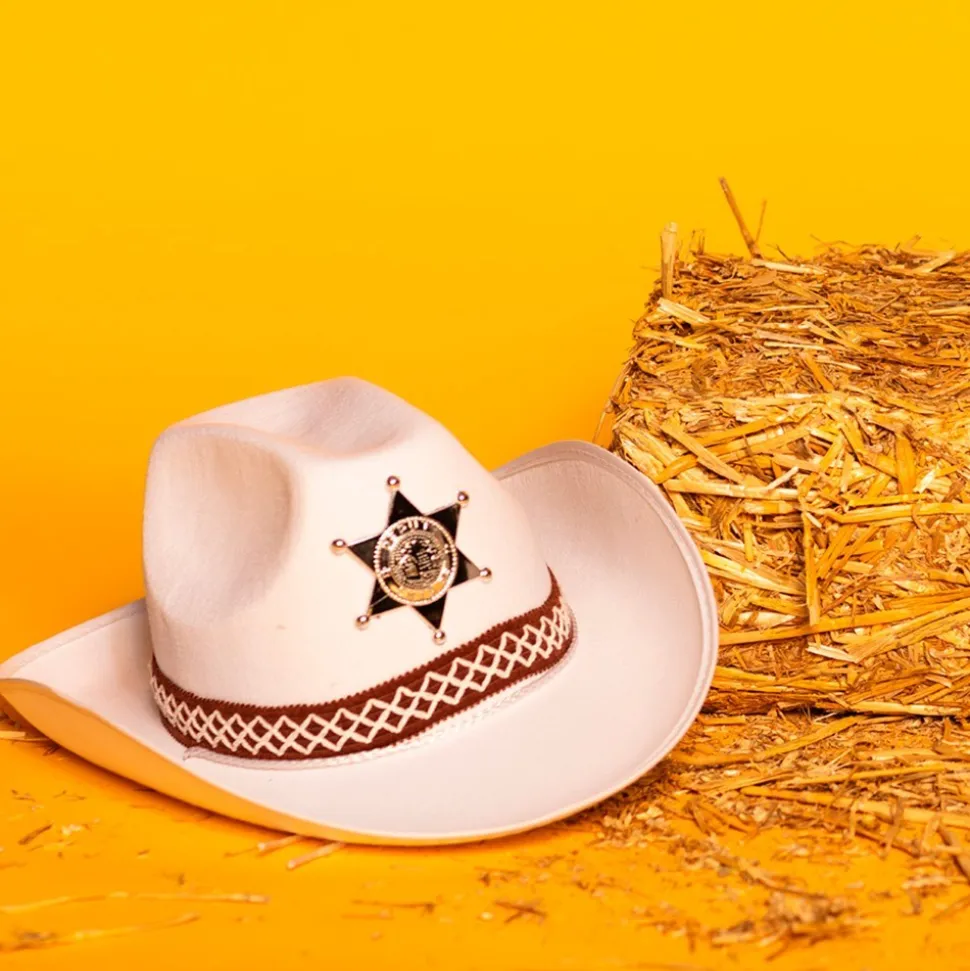 CHAPEAU COWBOY ÉTOILE SHÉRIF BLANC ENFANT