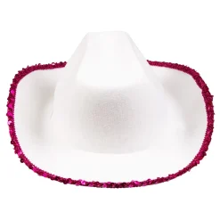 CHAPEAU COWGIRL BLANC RODÉO ÉTOILE SEQUINS ADULTE