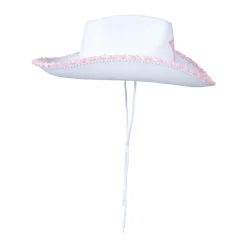 CHAPEAU COWGIRL BLANC ÉTOILE ROSE FEMME