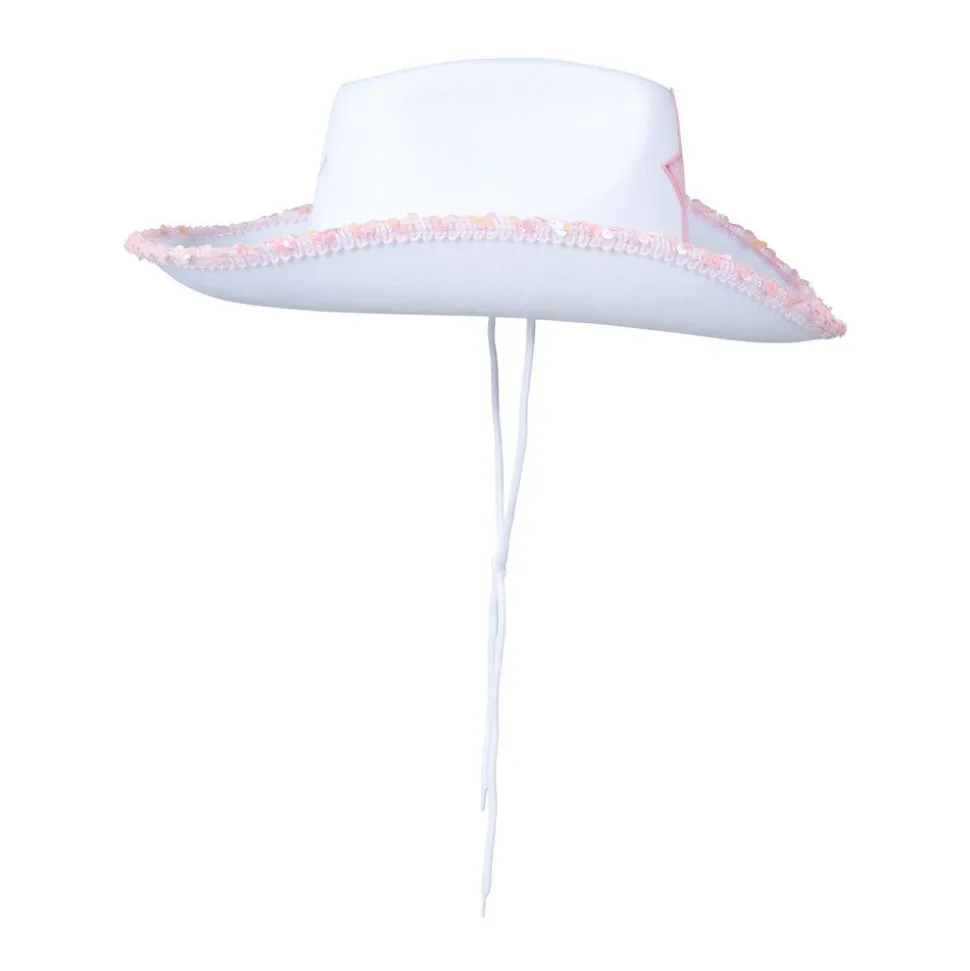 CHAPEAU COWGIRL BLANC ÉTOILE ROSE FEMME