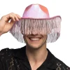 CHAPEAU COWGIRL FESTIF FRANGES ROSE ADULTE