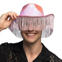 CHAPEAU COWGIRL FESTIF FRANGES ROSE ADULTE