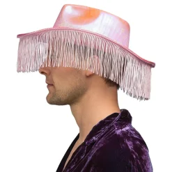 CHAPEAU COWGIRL FESTIF FRANGES ROSE ADULTE